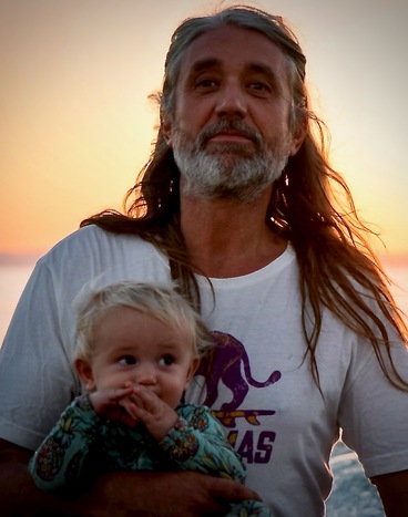 Captain Clemens Gabriel Oestreich with his son.